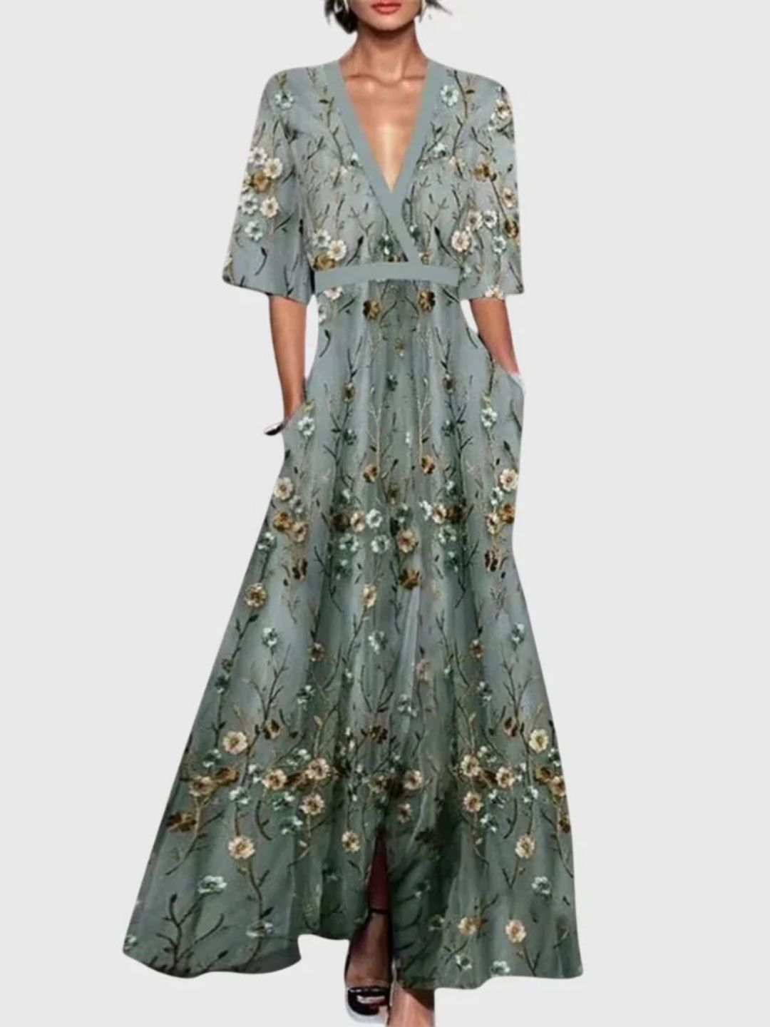 Women Floral Maxi Dress Elegant Spring - Image 3