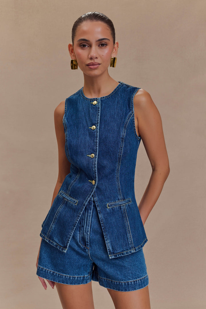 Bellamy - Damen Zweiteiler Set Ärmelloses Top Hohe Taille Shorts