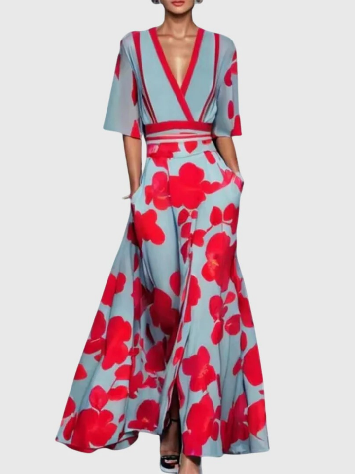 Women Floral Maxi Dress Elegant Spring