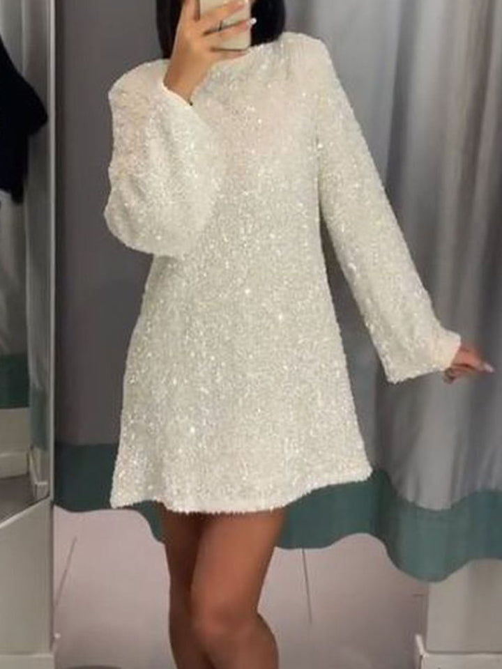 Damen Bouclé Minikleid Langarm Strukturiert - Image 6