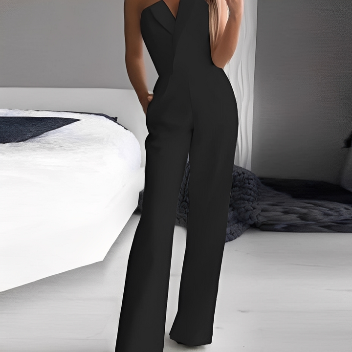 Damen schulterfreier Jumpsuit weite Beine elegant festlich - Image 3