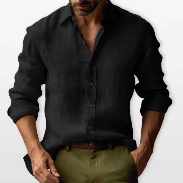 Herren Lässiges Leinenhemd Button-Down - Image 2