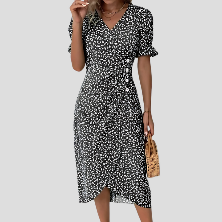 Seraphina – Elegantes Blumen Midi Kleid Damen