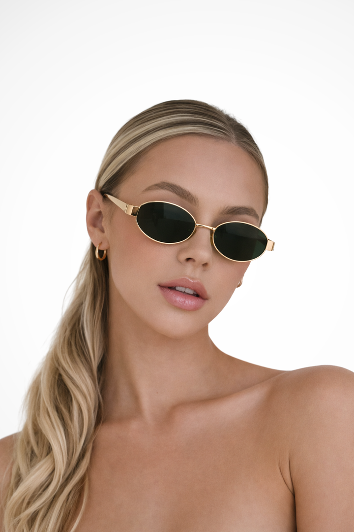 Clarivelle - Ovale Damen Sonnenbrille Metallrahmen