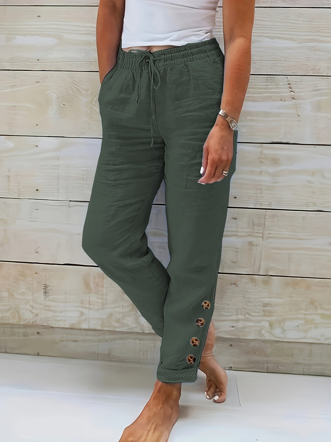 Women High Waisted Straight Leg Pants Lightweight Summer - Image 8