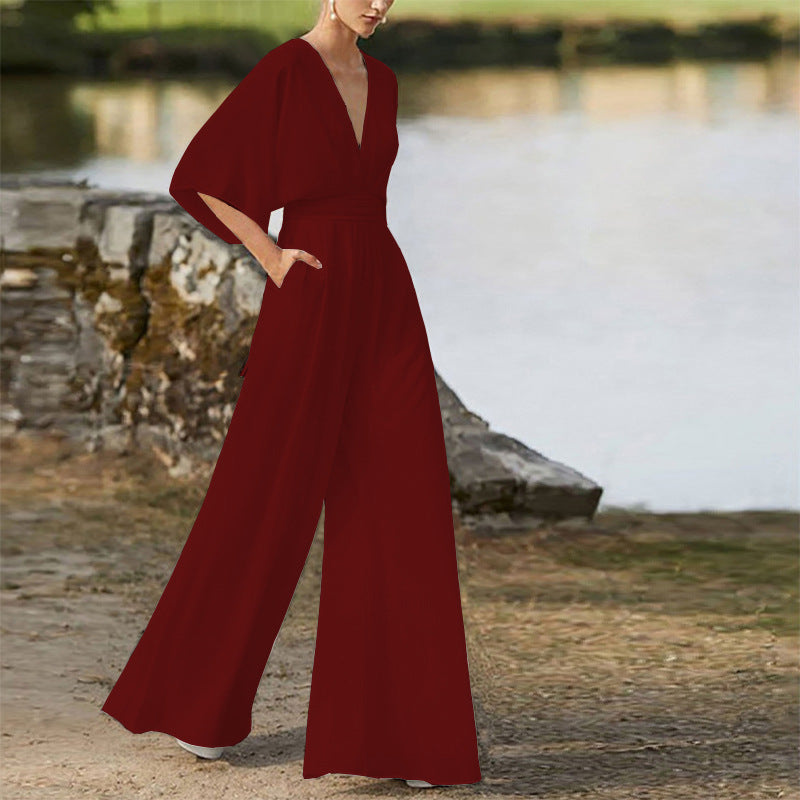 Jedah - Damen Jumpsuit Mit V Ausschnitt