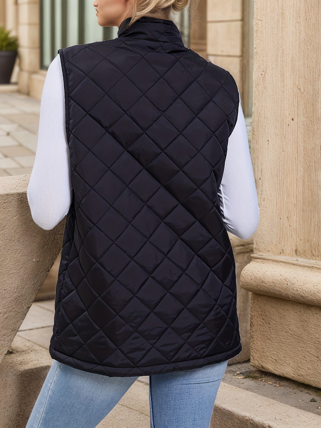 Corinne | Langes Gilet mit Rautensteppung - Image 2