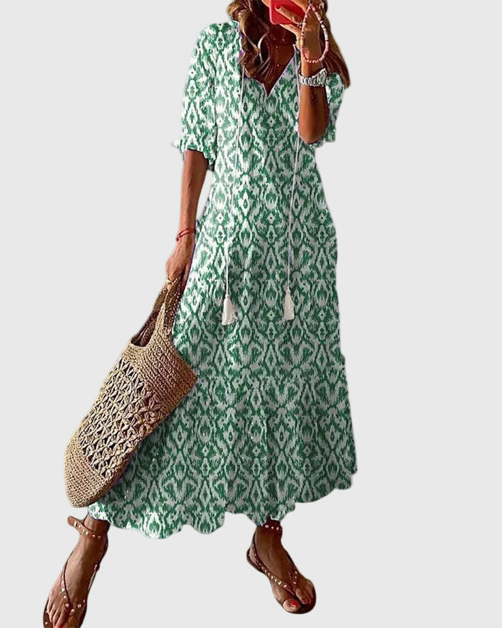 Women Boho Vintage Summer Maxi Dress Flowy Bohemian - Image 2