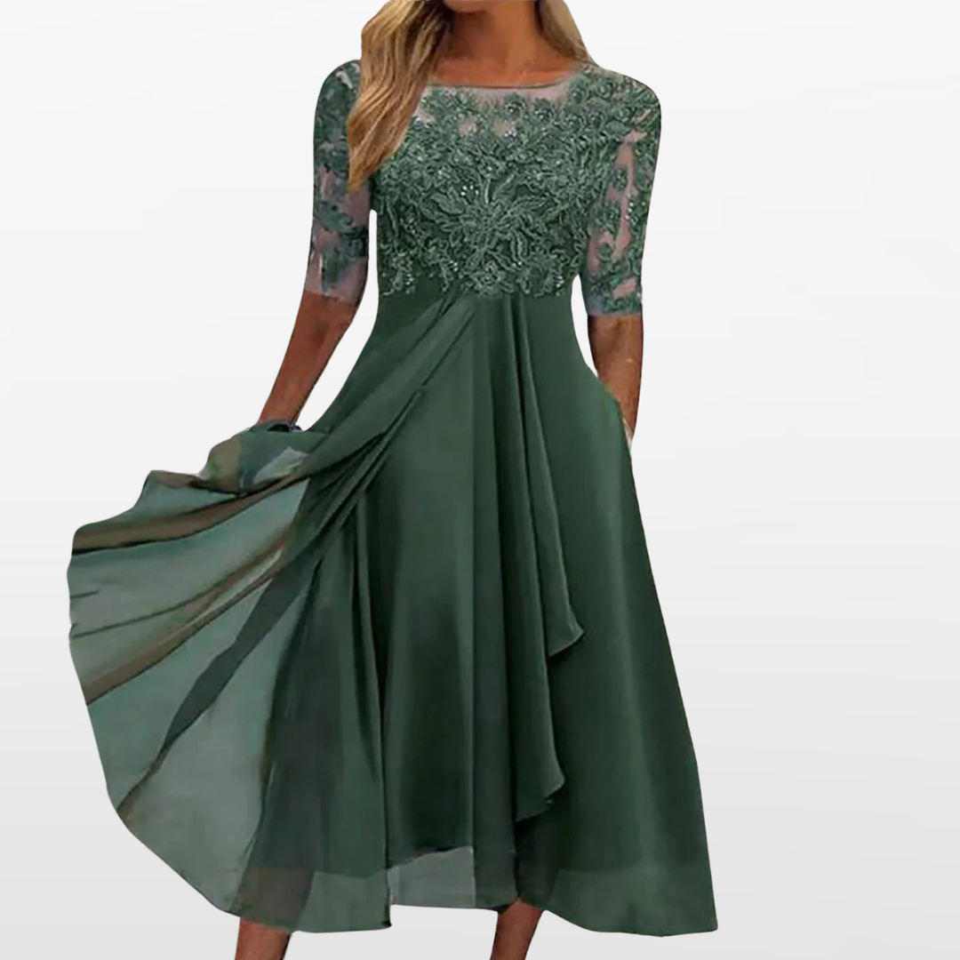 Damen Spitzenkleid Midi Elegant - Image 4