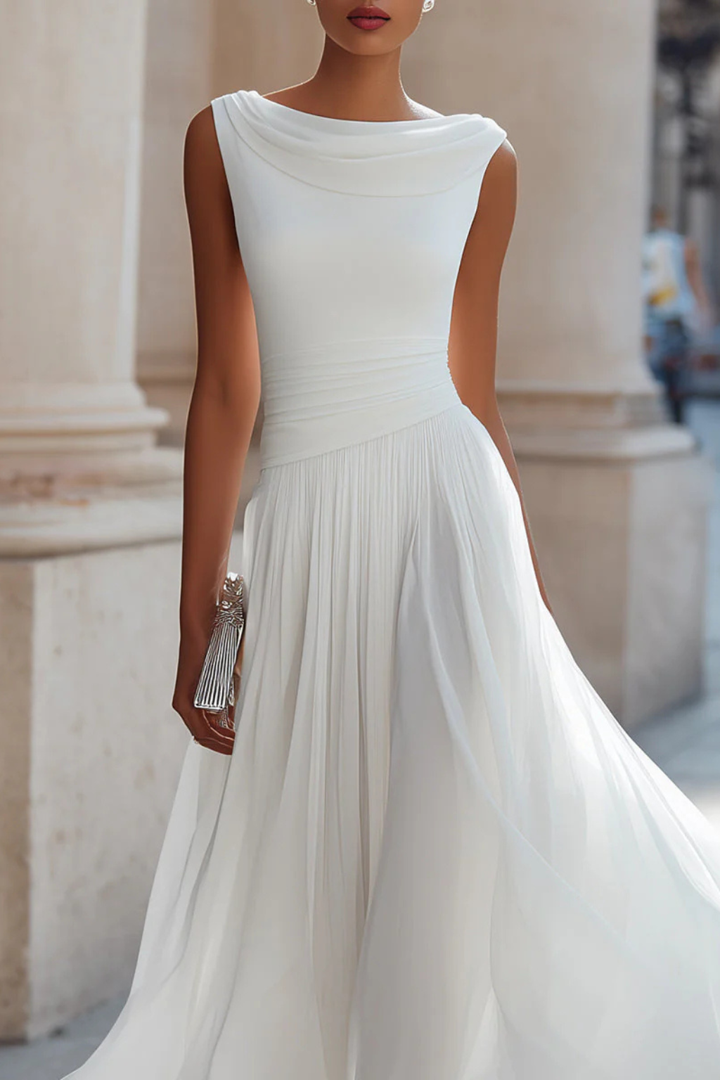 Vienne - Elegantes Plissee Midi Kleid
