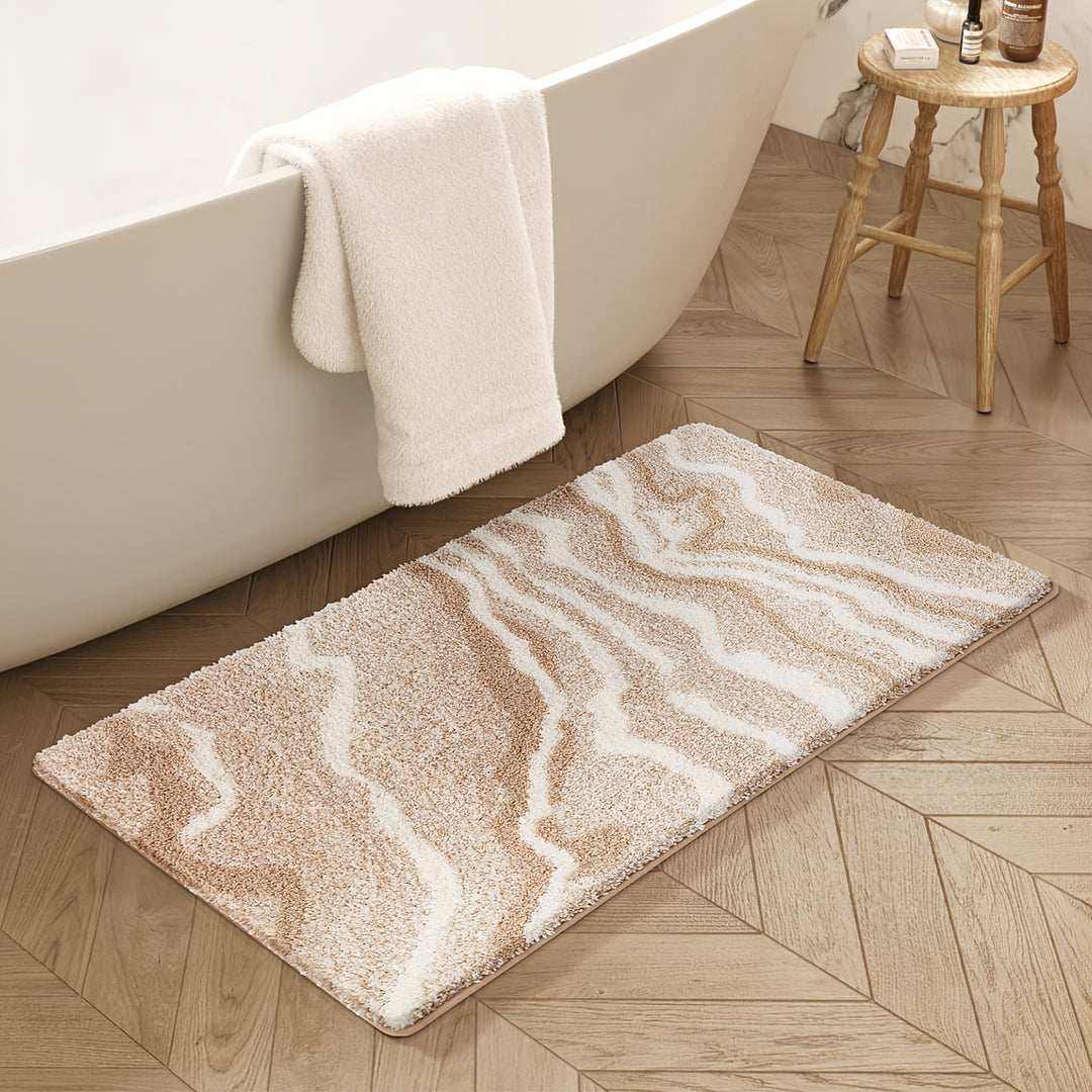 Bad Teppich | Fluffy Badematte Marmor Muster