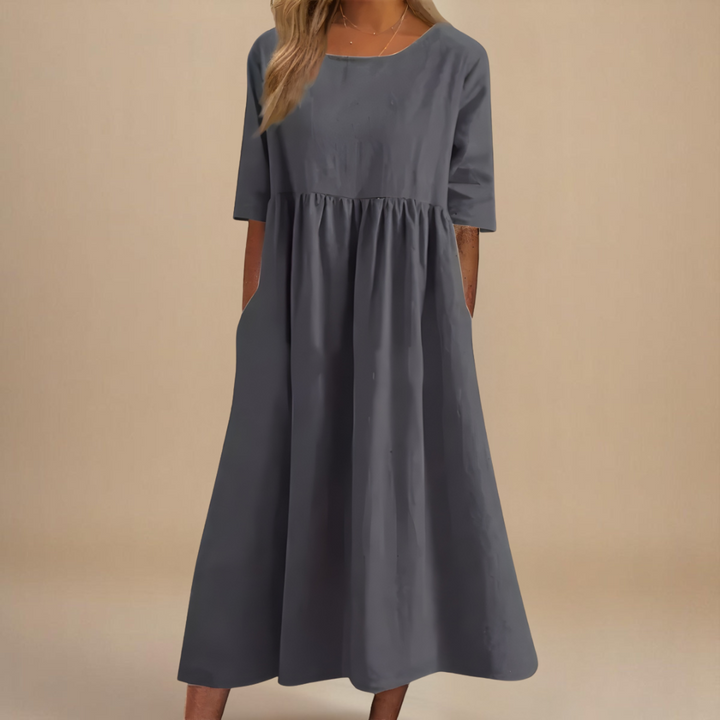 Damen Lockeres Sommerkleid Relaxed Fit Midi mit Taschen - Image 6