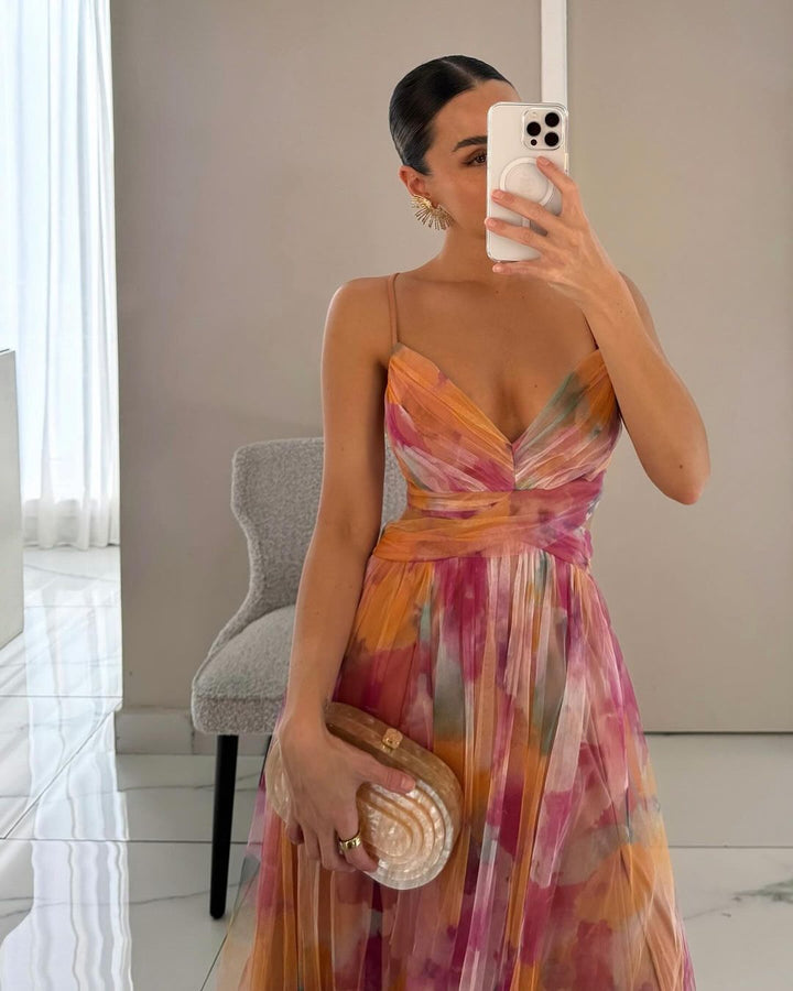 Women Elegant Floral Maxi Dress Summer Long Wedding Guest