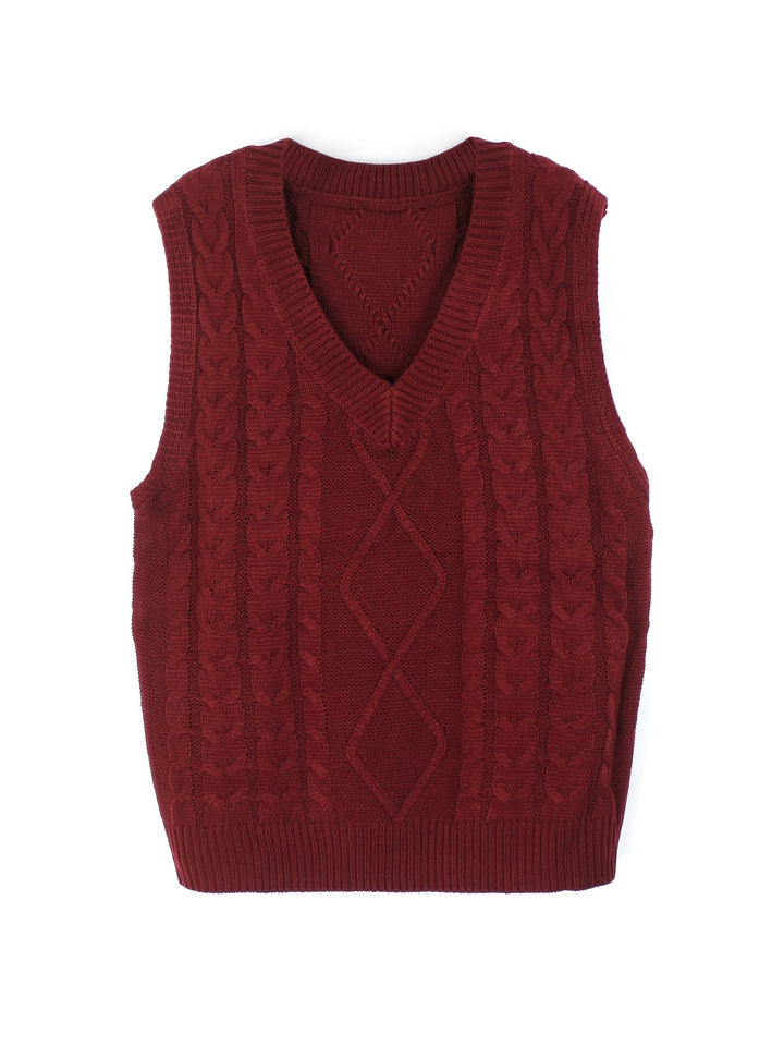 Colleen | Ärmelloser Zopfmuster-Pullover mit V-Ausschnitt - Image 27