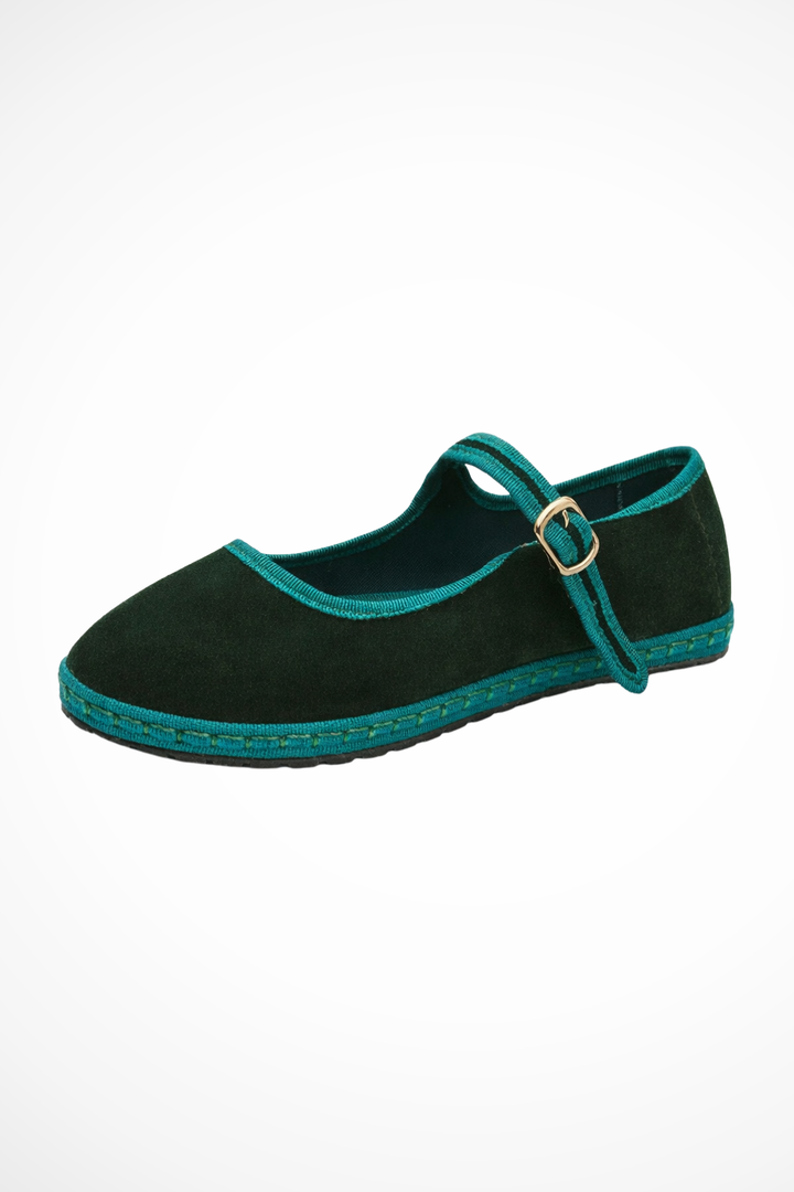 Janie - Damen Ballerinas Mit Runder Spitze Und Schnallenriemen