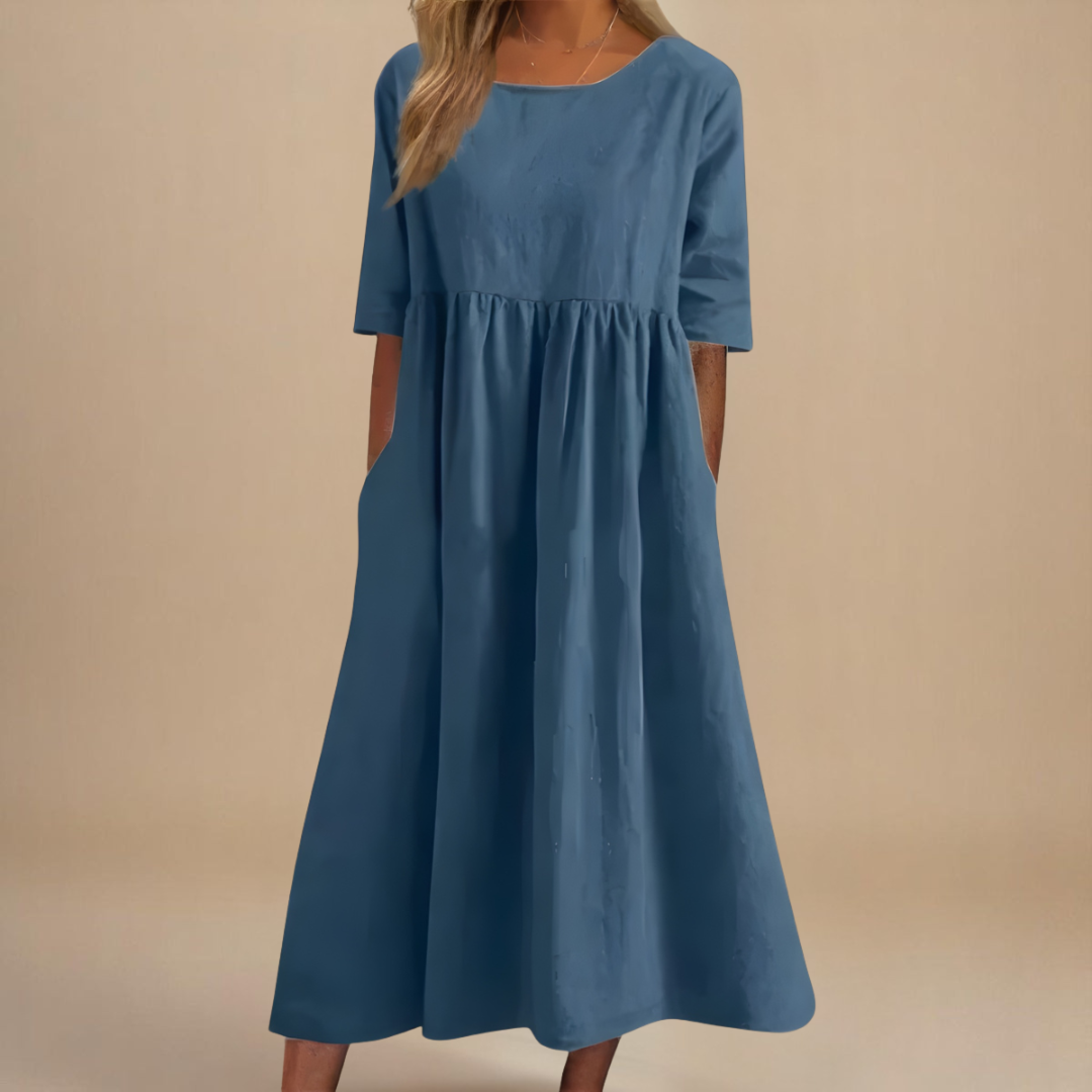 Damen Lockeres Sommerkleid Relaxed Fit Midi mit Taschen - Image 2