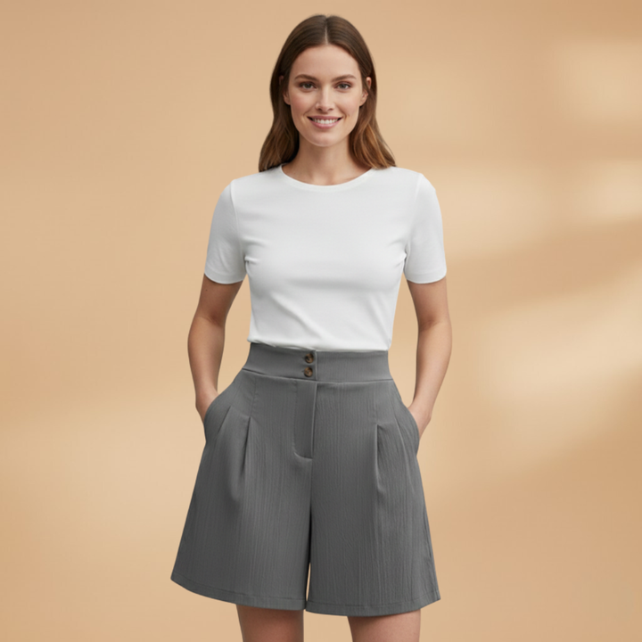 Bella - Damen Shorts mit Knopfleiste und Taillenbund