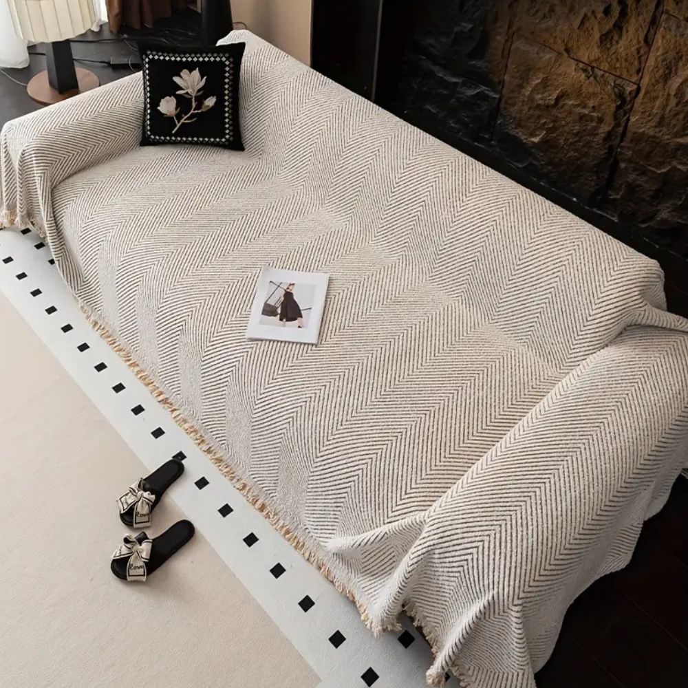 Sofaüberwurf mit Streifen | Fischgrät-Design