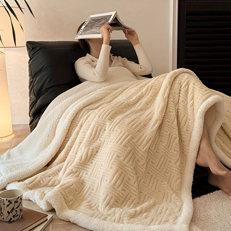 Bedcover Contemporary Knitted Jacquard Sherpa