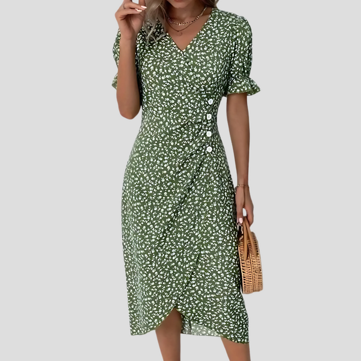 Seraphina – Elegantes Blumen Midi Kleid Damen