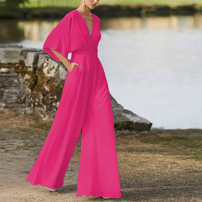 Jedah - Damen Jumpsuit Mit V Ausschnitt