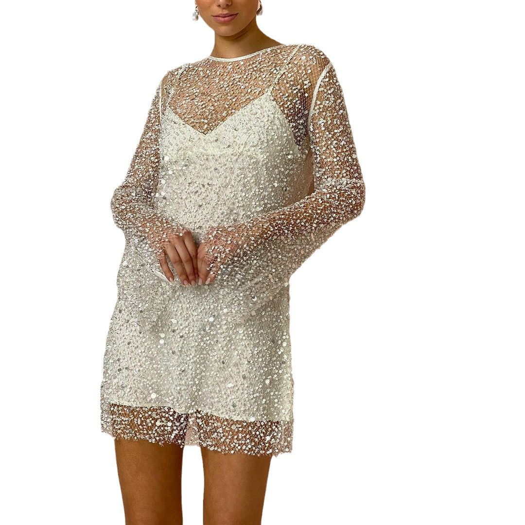 Skylure - Glitzer Mini Partykleid Damen