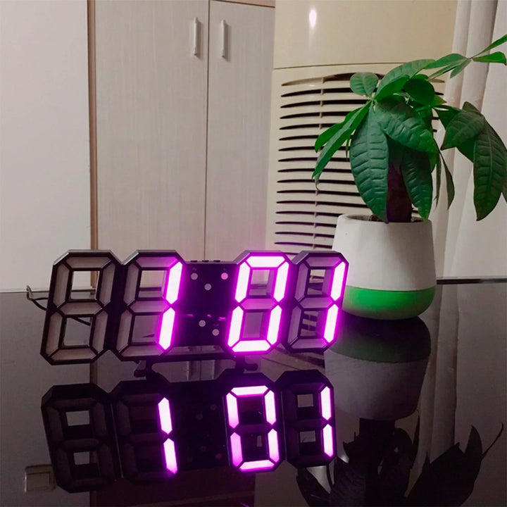 3D LED Wall Clock | Modern Digital Display with Dimmable Light