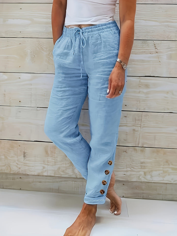 Women High Waisted Straight Leg Pants Lightweight Summer