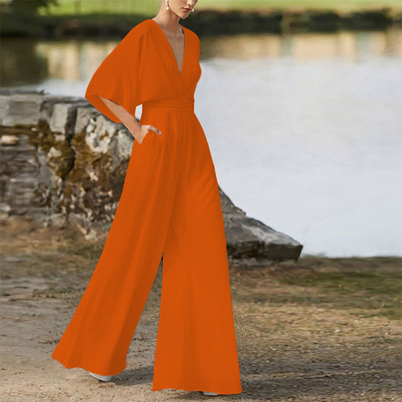 Jedah - Damen Jumpsuit Mit V Ausschnitt