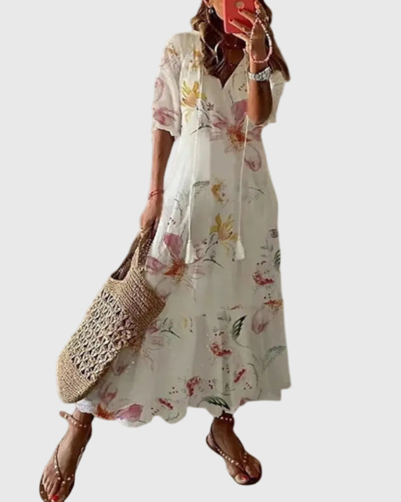 Women Boho Vintage Summer Maxi Dress Flowy Bohemian - Image 8