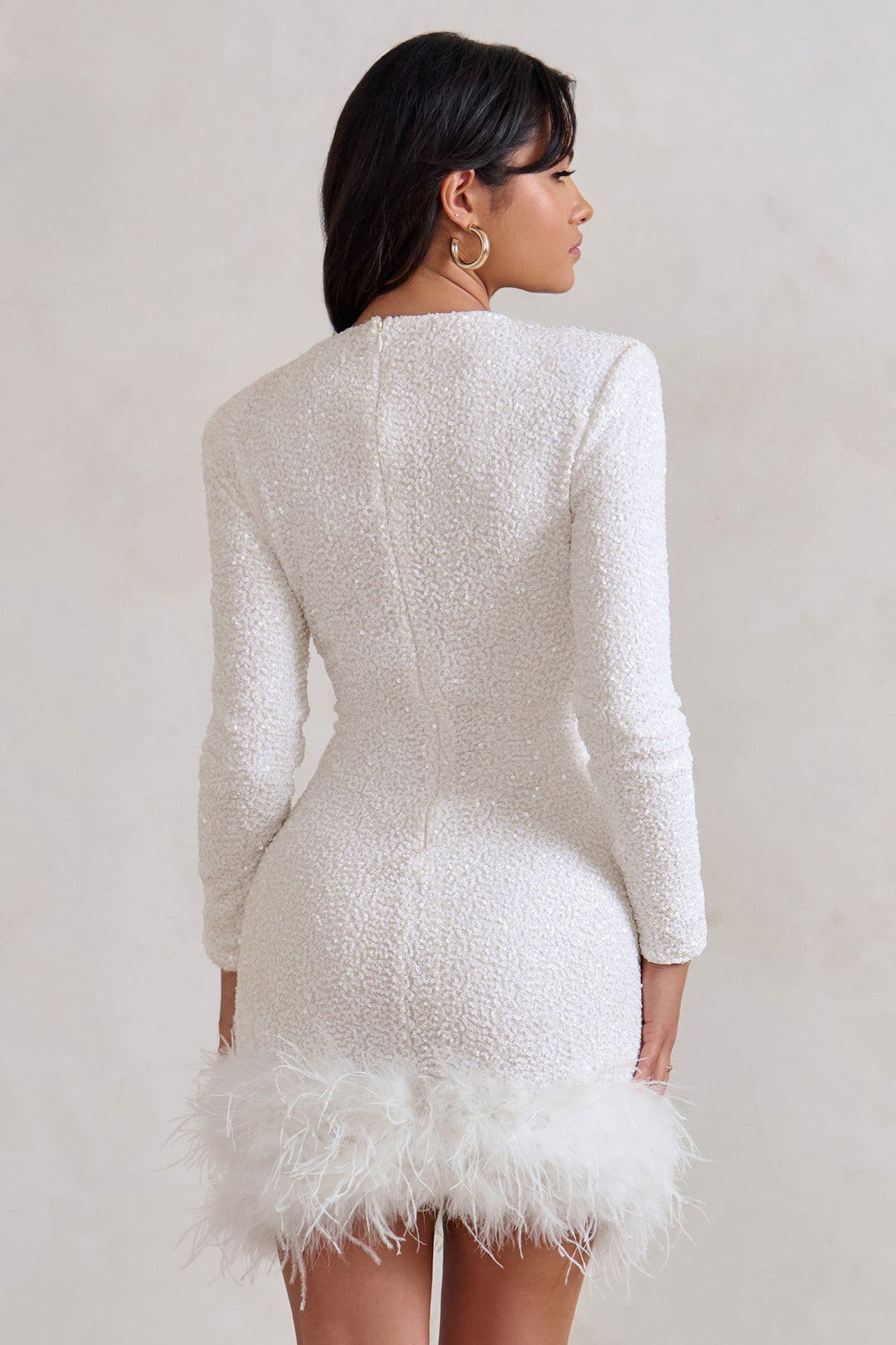 Elarise - Mini Kleid Mit Feder Saum