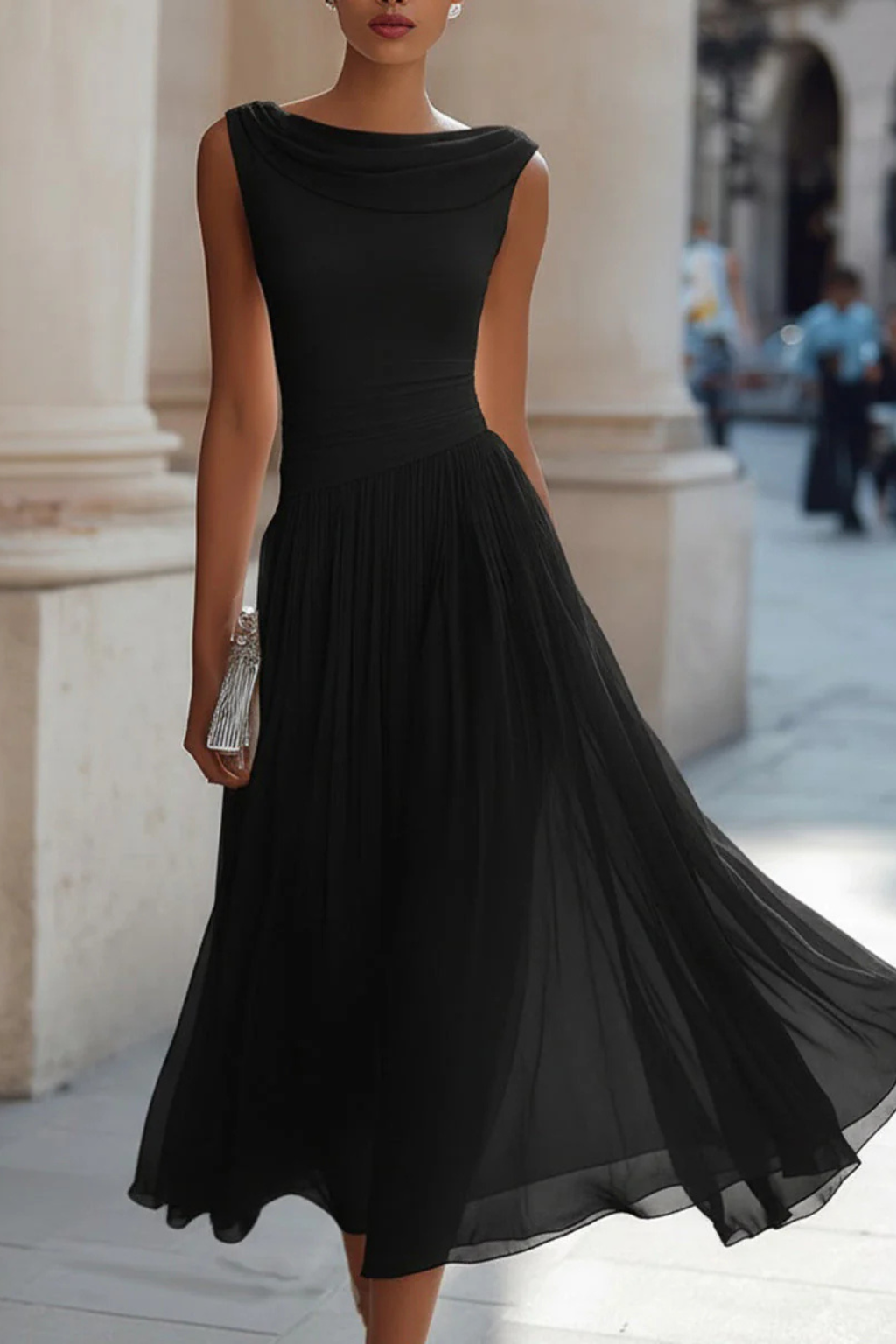 Vienne - Elegantes Plissee Midi Kleid