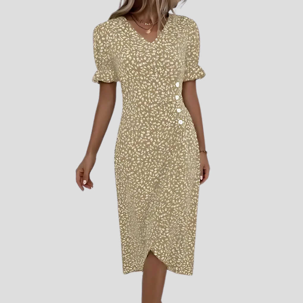 Seraphina – Elegantes Blumen Midi Kleid Damen