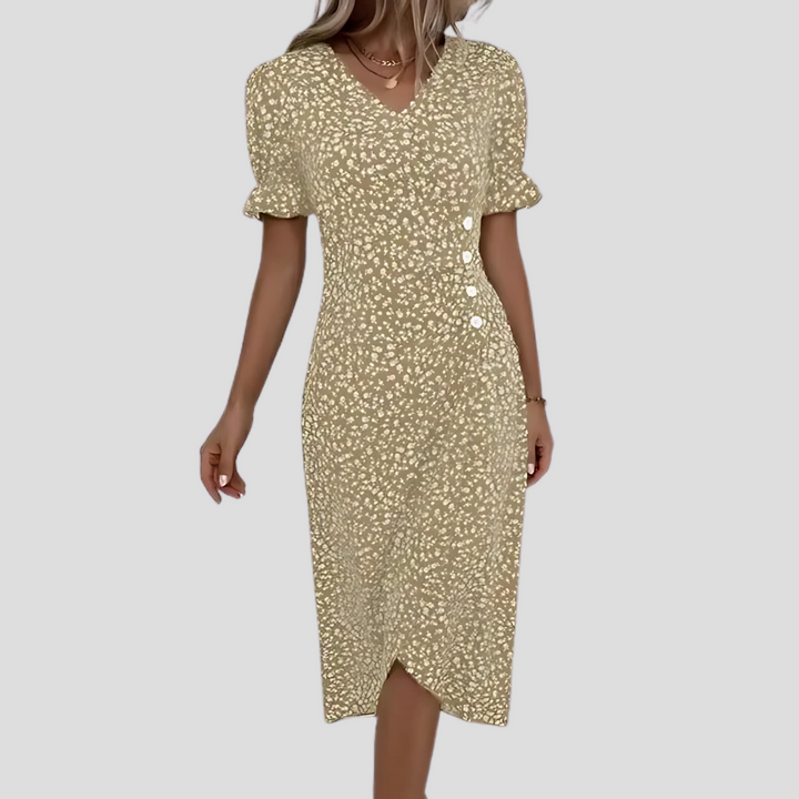 Seraphina – Elegantes Blumen Midi Kleid Damen