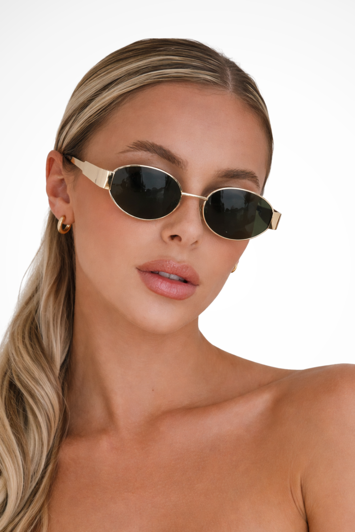 Clarivelle - Ovale Damen Sonnenbrille Metallrahmen