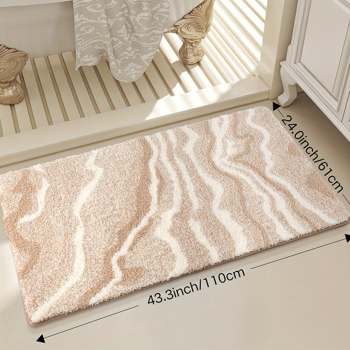 Bad Teppich | Fluffy Badematte Marmor Muster