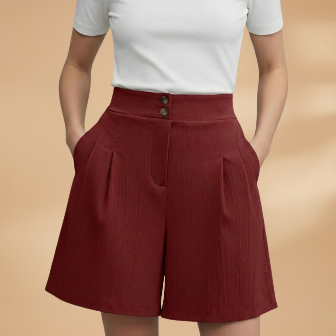 Bella - Damen Shorts mit Knopfleiste und Taillenbund