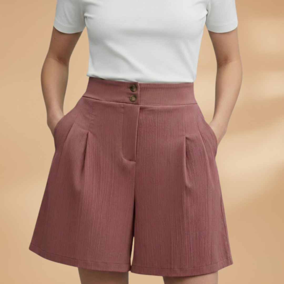 Bella - Damen Shorts mit Knopfleiste und Taillenbund