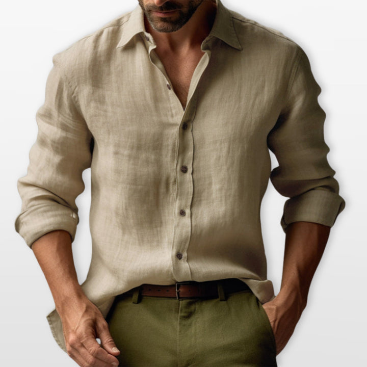 Herren Lässiges Leinenhemd Button-Down - Image 9