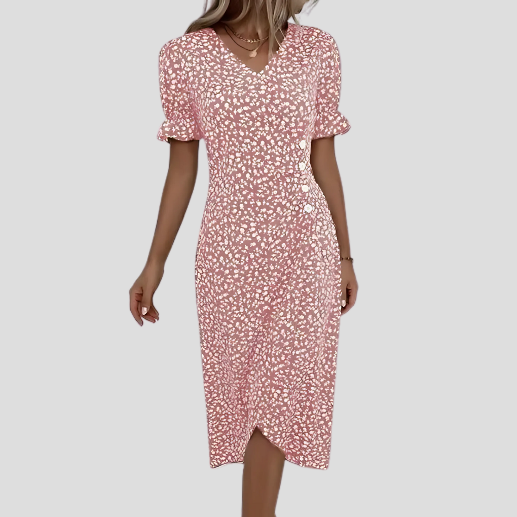 Seraphina – Elegantes Blumen Midi Kleid Damen