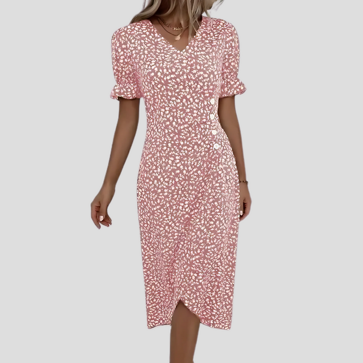Seraphina – Elegantes Blumen Midi Kleid Damen