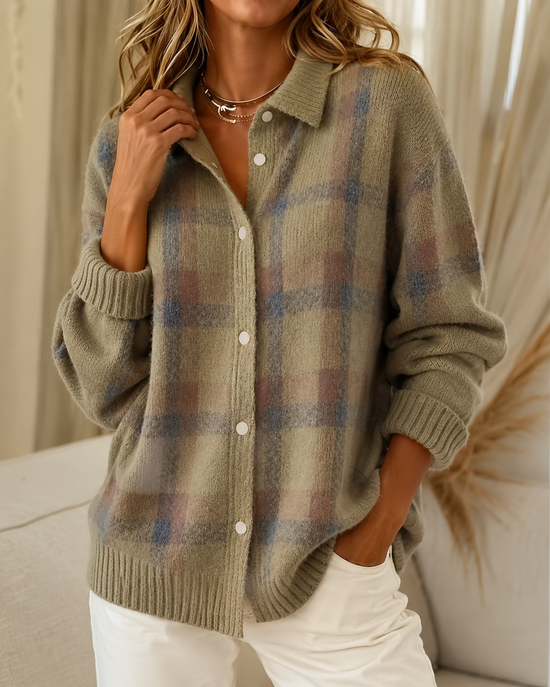 Tesa™ | Karierte Strickjacke - Image 5