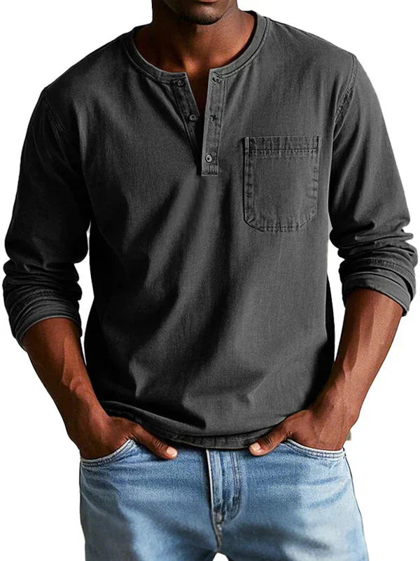 Philipp | Herren Lässiges Langarm-Henleyshirt - Image 5