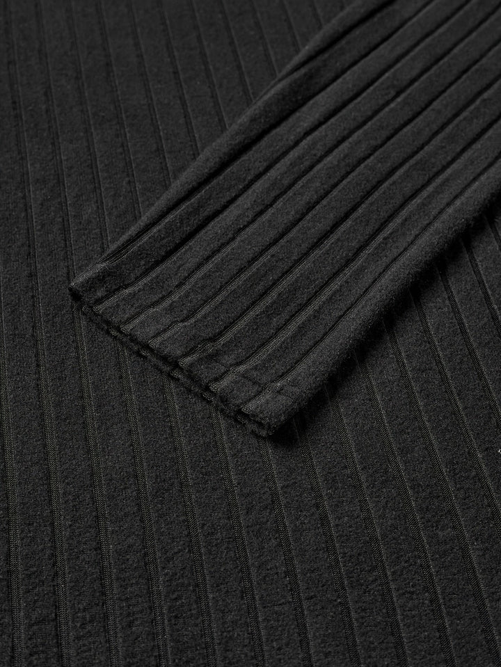 Damen geripptes V-Ausschnitt Langarmtop - Image 4