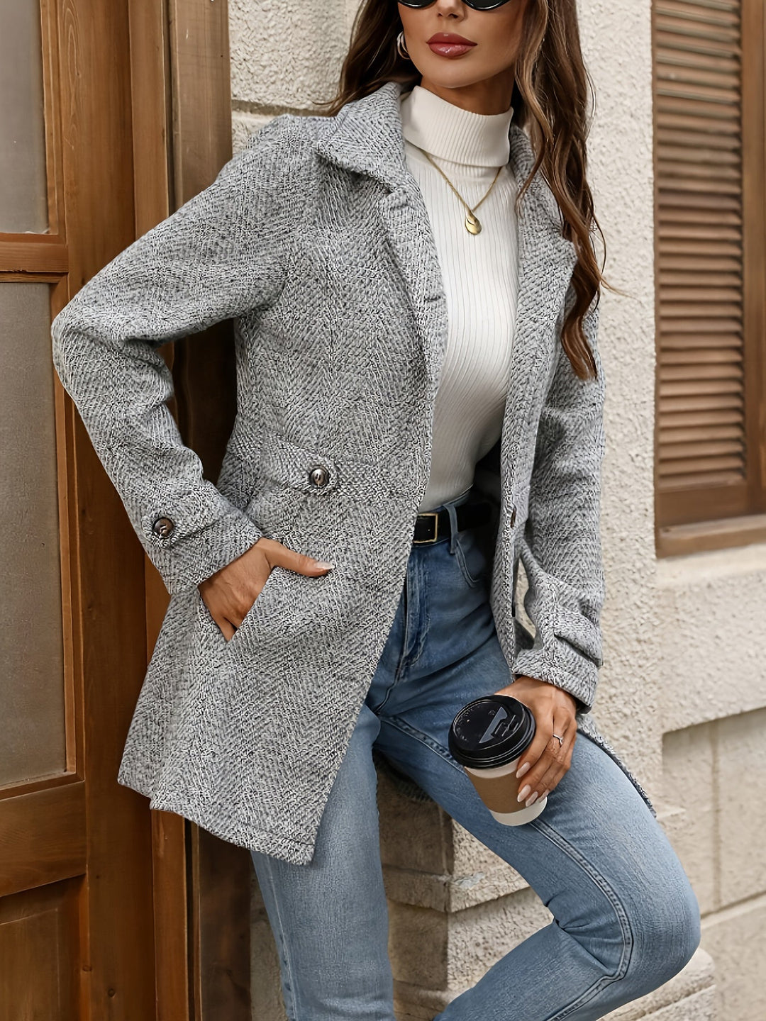 Kendra | Taillierter Fischgrät-Mantel - Image 3