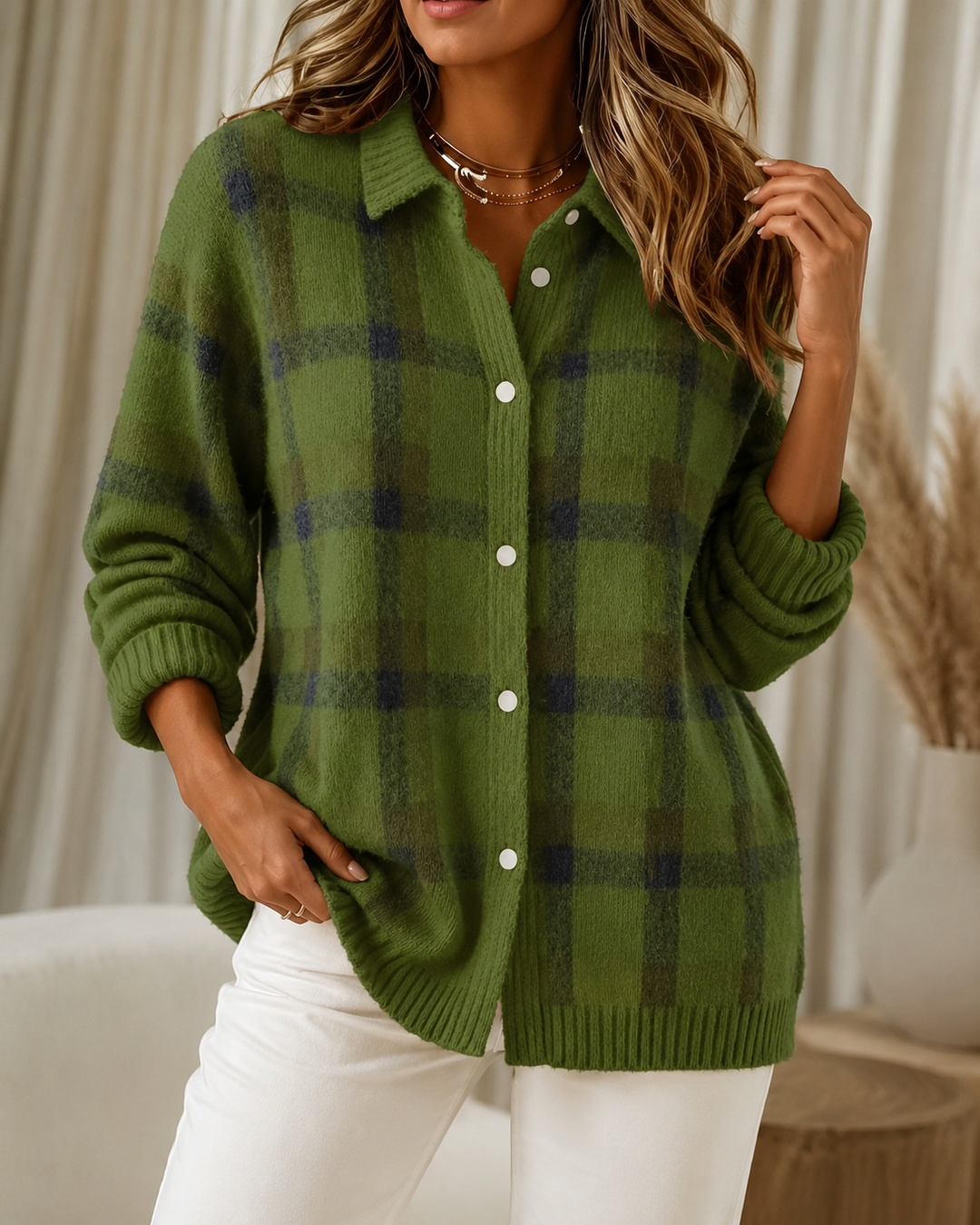 Tesa™ | Karierte Strickjacke - Image 7
