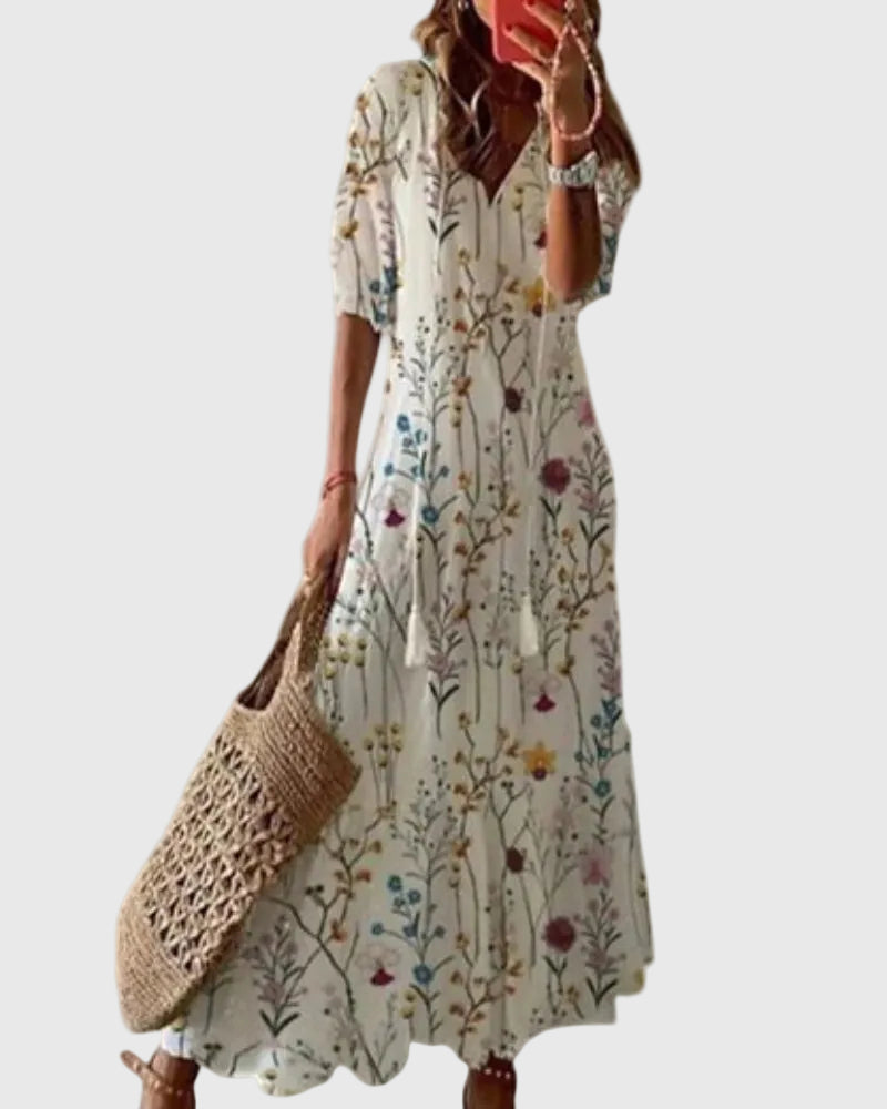 Women Boho Vintage Summer Maxi Dress Flowy Bohemian - Image 6