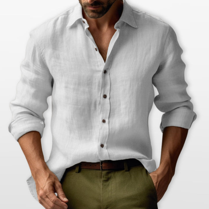 Herren Lässiges Leinenhemd Button-Down - Image 6