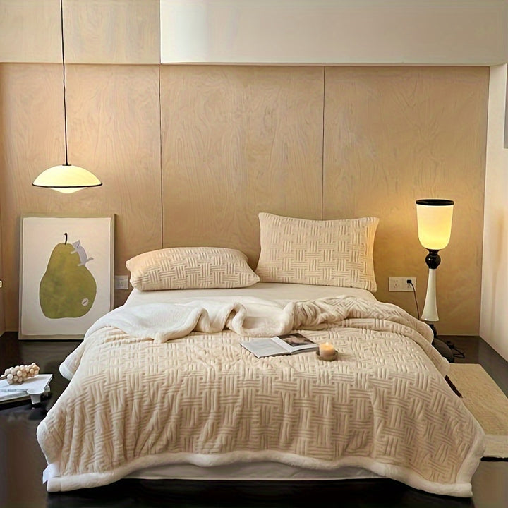 Bedcover Contemporary Knitted Jacquard Sherpa