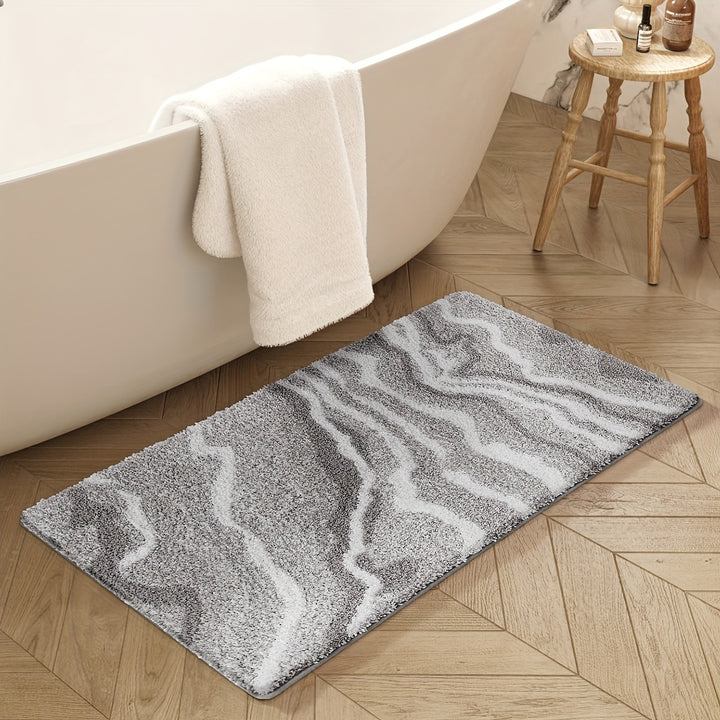 Bad Teppich | Fluffy Badematte Marmor Muster
